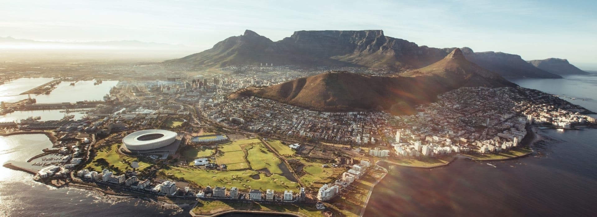 Aerial view of Cape Town and Table Mountain